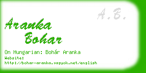 aranka bohar business card